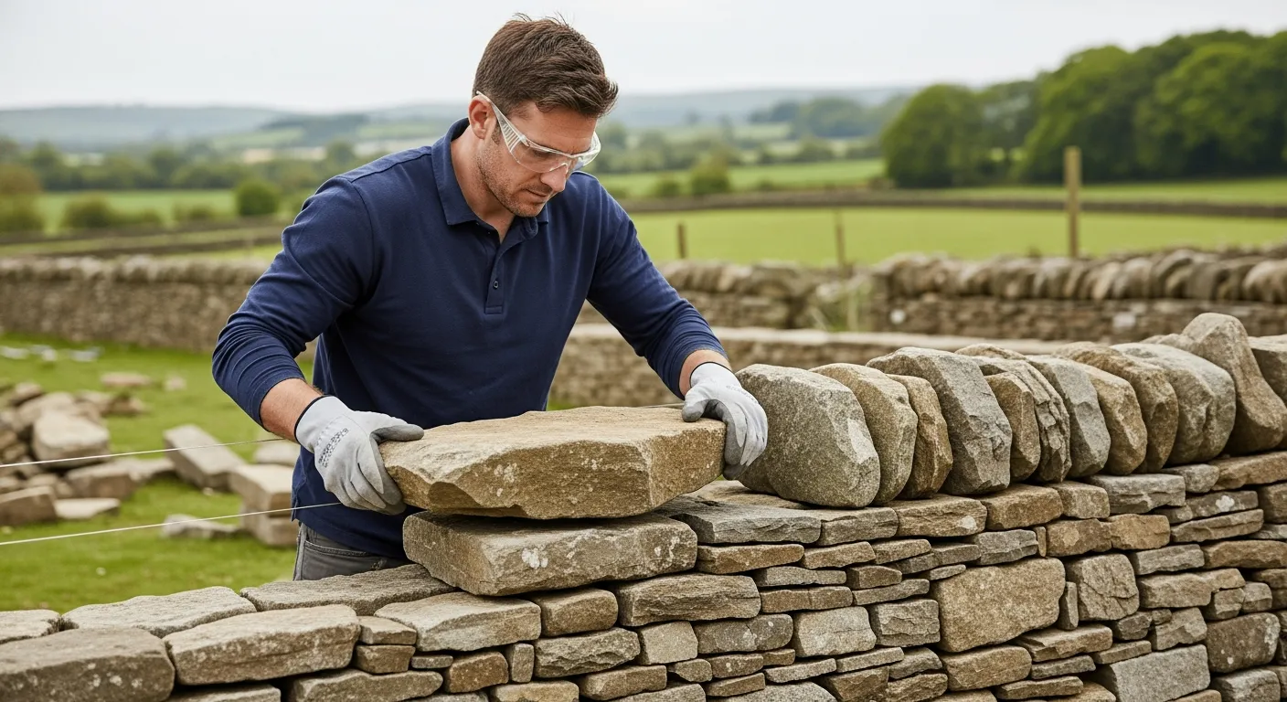 Man building a dry stone wall